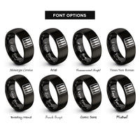 font options for inside engraving on black piano keys rings
