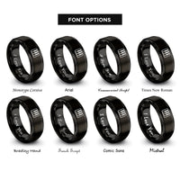 font options for inside engraving on black piano keys rings
