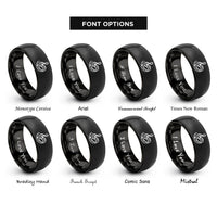 font options for inside engraving on black piano keys rings