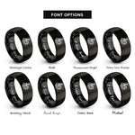 font options for inside engraving on black piano keys rings