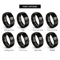 font options for inside engraving on black piano keys rings