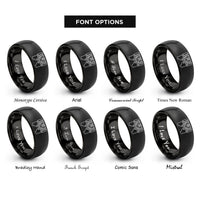 font options for inside engraving on black piano keys rings