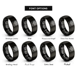 font options for inside engraving on black piano keys rings