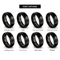 font options for inside engraving on black piano keys rings