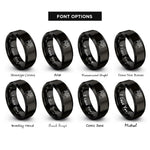 font options for inside engraving on black piano keys rings