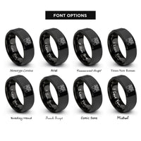 font options for inside engraving on black piano keys rings