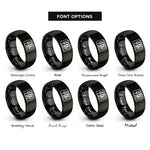 font options for inside engraving on black piano keys rings