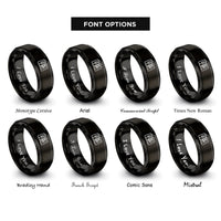 font options for inside engraving on black piano keys rings