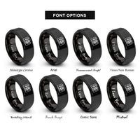 font options for inside engraving on black piano keys rings