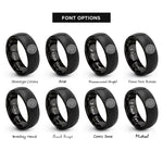 font options for inside engraving on black piano keys rings