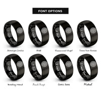 font options for inside engraving on black piano keys rings