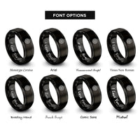 font options for inside engraving on black piano keys rings