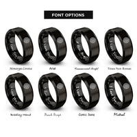 font options for inside engraving on black piano keys rings
