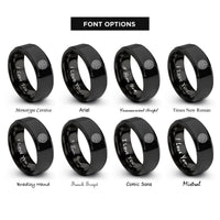 font options for inside engraving on black piano keys rings