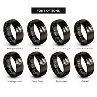 font options for inside engraving on black piano keys rings