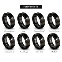 font options for inside engraving on black piano keys rings