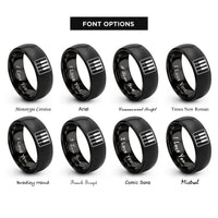 font options for inside engraving on black piano keys rings