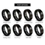 font options for inside engraving on black piano keys rings