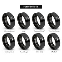 font options for inside engraving on black piano keys rings