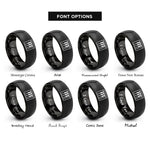 font options for inside engraving on black piano keys rings