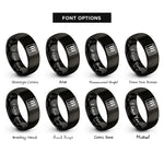 font options for inside engraving on black piano keys rings