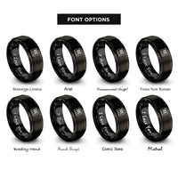 font options for inside engraving on black piano keys rings