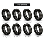 font options for inside engraving on black piano keys rings