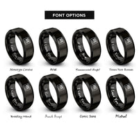 font options for inside engraving on black piano keys rings