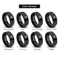 font options for inside engraving on black piano keys rings