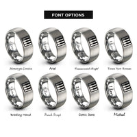 font options for inside engraving on silver piano keys rings