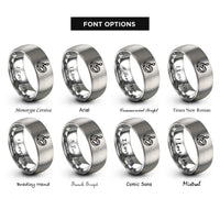 font options for inside engraving on gray piano keys rings