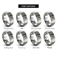 font options for inside engraving on grey piano keys rings