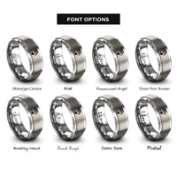 font options for inside engraving on grey piano keys rings