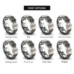 font options for inside engraving on gray piano keys rings