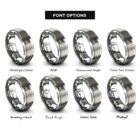 font options for inside engraving on gray piano keys rings