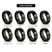 font options for inside engraving on gunmetal & black piano keys rings