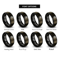 font options for inside engraving on gunmetal & black piano keys rings