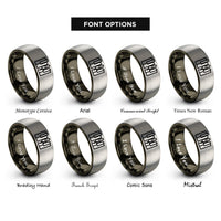 font options for inside engraving on gunmetal & gray piano keys rings
