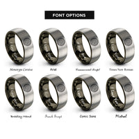 font options for inside engraving on gunmetal & silver piano keys rings