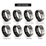 font options for inside engraving on black & silver piano p staff rings