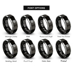 font options for inside engraving on black & grey piano p staff rings