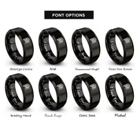 font options for inside engraving on black piano p staff rings