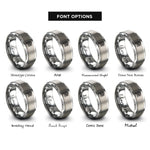 font options for inside engraving on grey piano p staff rings