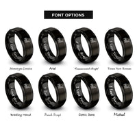 font options for inside engraving on black piano violin keys rings