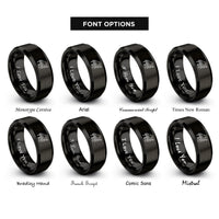 font options for inside engraving on black piano violin keys rings