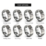 font options for inside engraving on grey piano violin keys rings