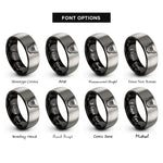 font options for inside engraving on black & grey piano wreath rings