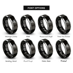 font options for inside engraving on black & grey piano wreath rings