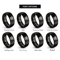 font options for inside engraving on black piano wreath rings