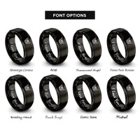 font options for inside engraving on black piano wreath rings
